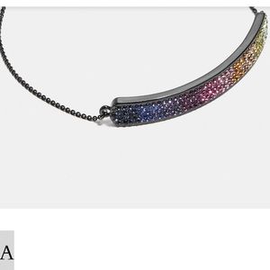 Coach Outlet Blk/Rainbow Pave Bar Slider Bracelet NWT